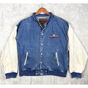 Vtg 90s Bob Bondurant Signature Series Varsity Racing Jacket Med USA Motocore